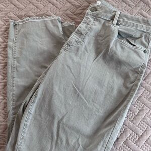 LOFT Size 12 Light Gray Denim with Frayed Hem